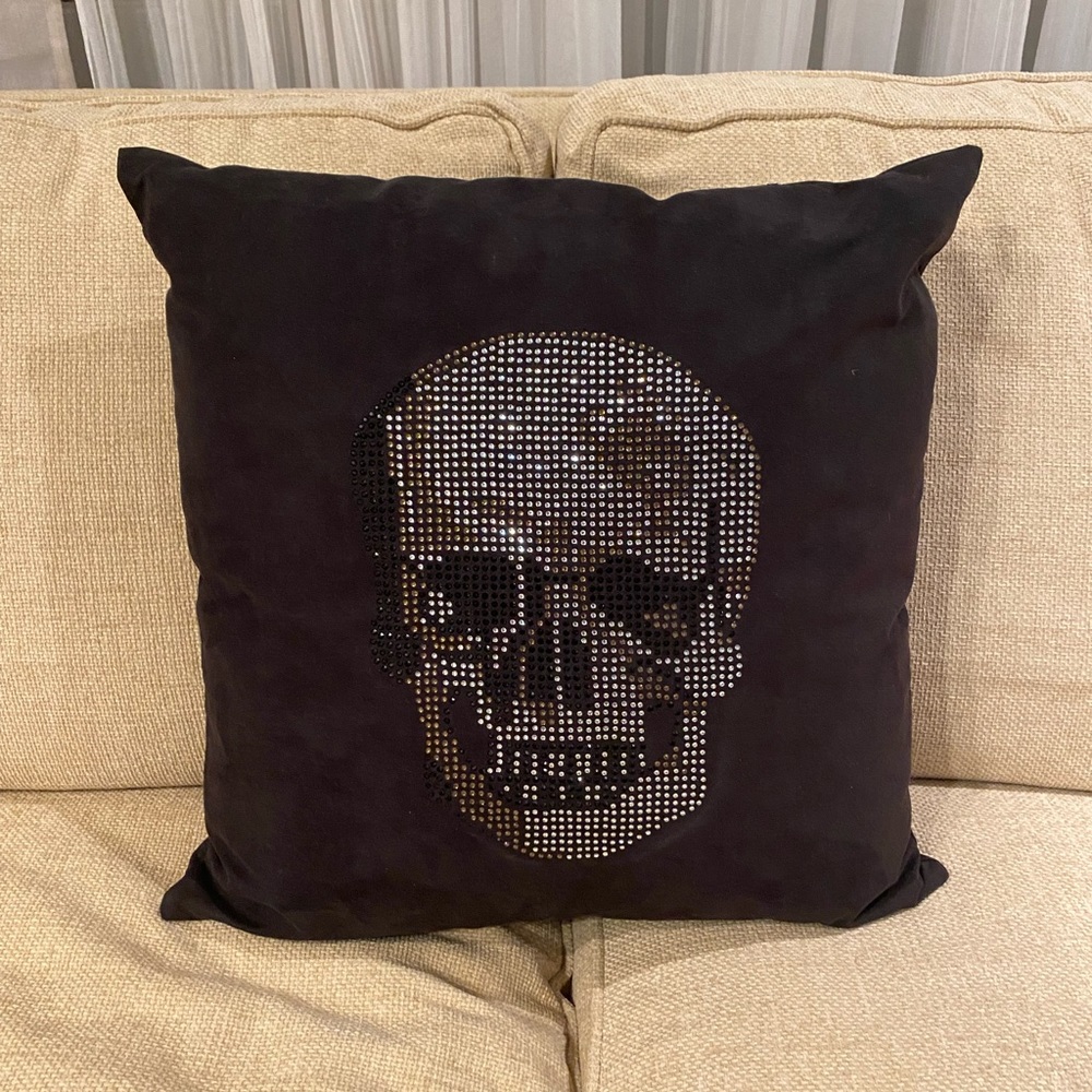 Bedazzled Skull Pillow